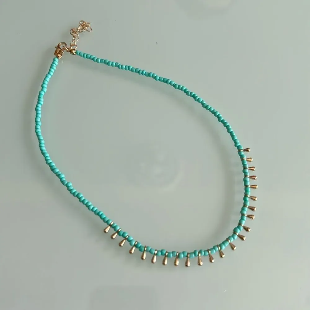 blue beaded necklace A1399 - Picture 4 of 4